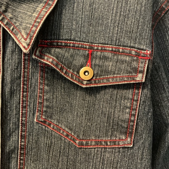 Destiny Blue Denim Jacket Red Trim Size 2X - Picture 7 of 12
